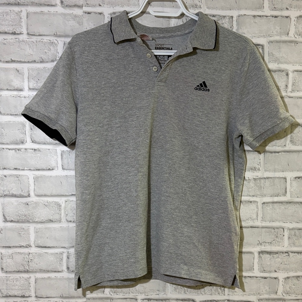 ADIDAS Gray Polo with Black Trim, boys size 13-14